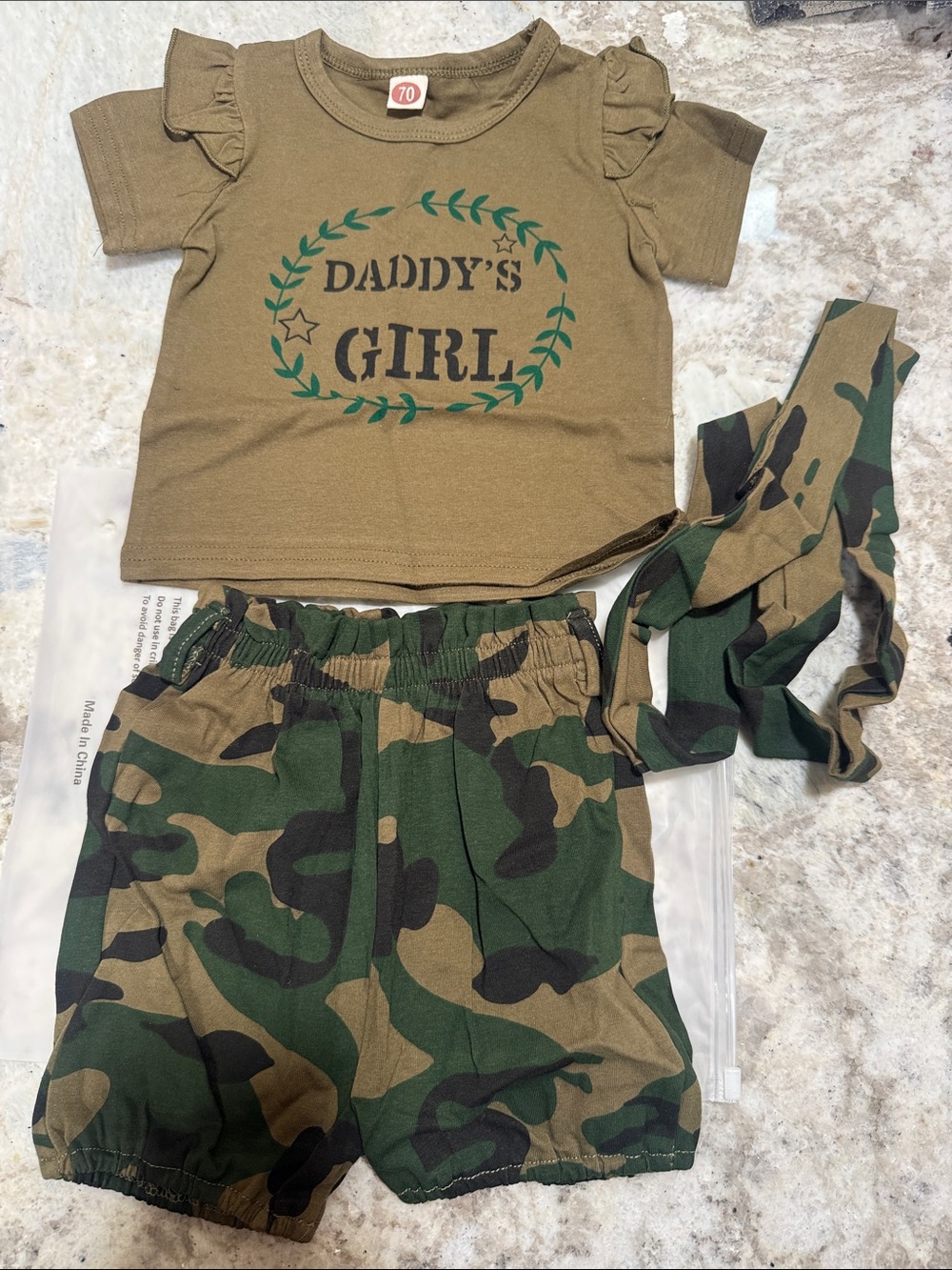 Daddy's Girl Olive Green Camouflage Baby Set